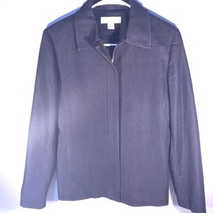 Casual Corner Blue Jean Denim Jacket Dark Wash Zip Up Womens Sz 6 Embroidery